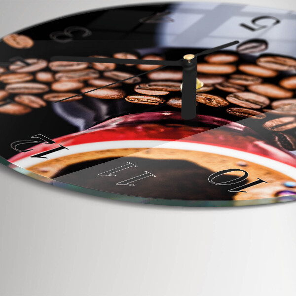 Wanduhr rund Tasse Kaffee