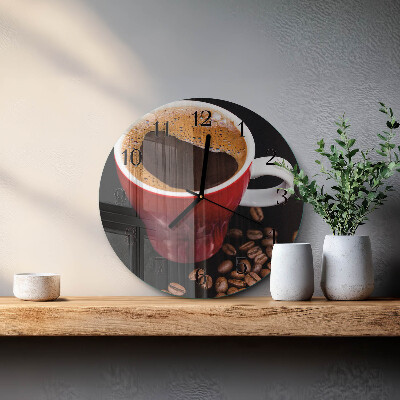 Wanduhr rund Tasse Kaffee