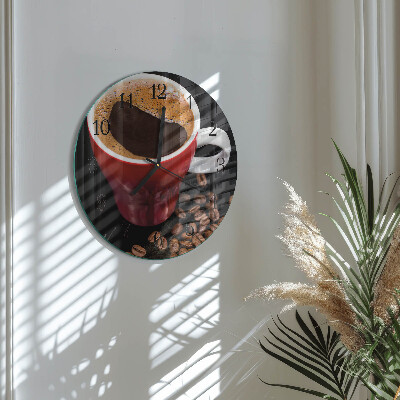 Wanduhr rund Tasse Kaffee