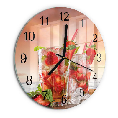 Wanduhr rund Erdbeeren