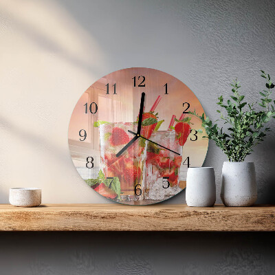 Wanduhr rund Erdbeeren