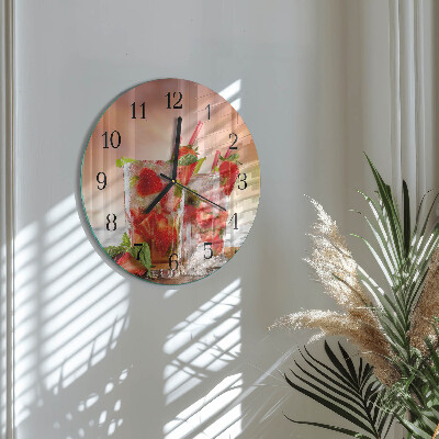 Wanduhr rund Erdbeeren