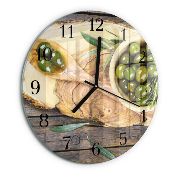 Wanduhr rund Olivenholz
