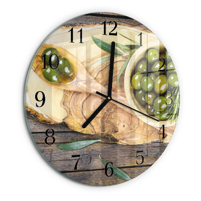 Wanduhr rund Olivenholz
