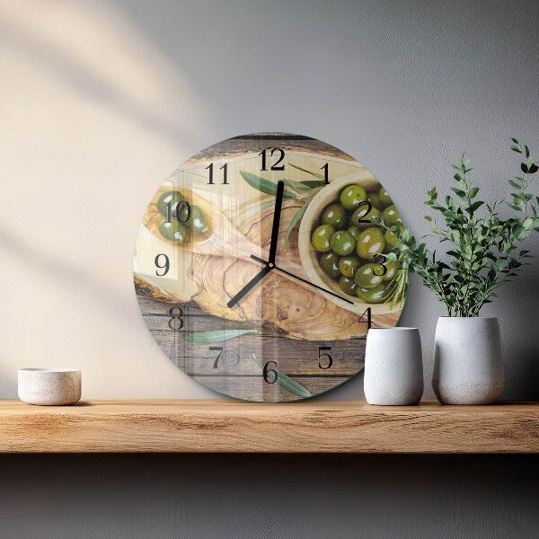 Wanduhr rund Olivenholz