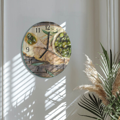 Wanduhr rund Olivenholz