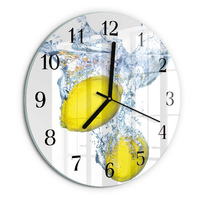 Wanduhr rund Zitronen in Wasser