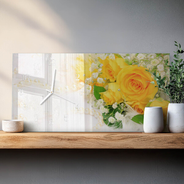 Horizontale Uhr Blumen