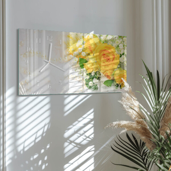 Horizontale Uhr Blumen