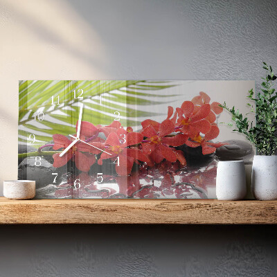 Horizontale Uhr Blumen und Steine