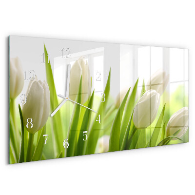 Horizontale Uhr Weiße Tulpen
