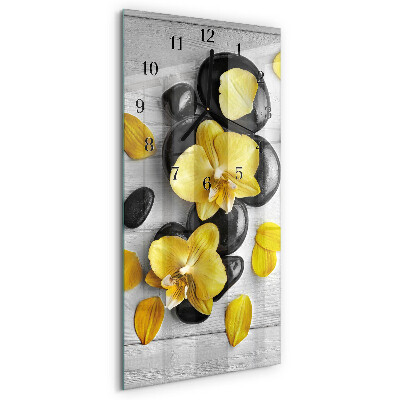 Vertikale Uhr Blumen Steine