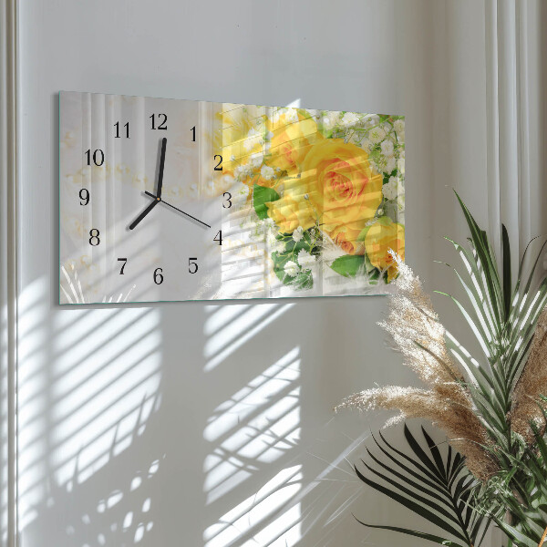 Horizontale Uhr Blumen