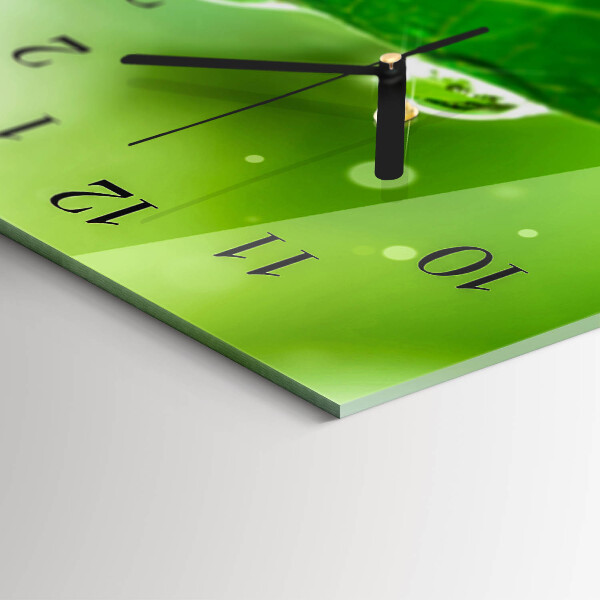 Horizontale Uhr Tau auf einem Blatt