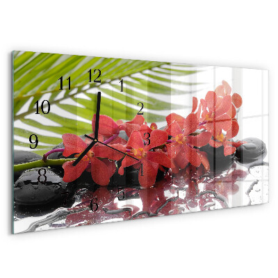 Horizontale Uhr Blumen und Steine