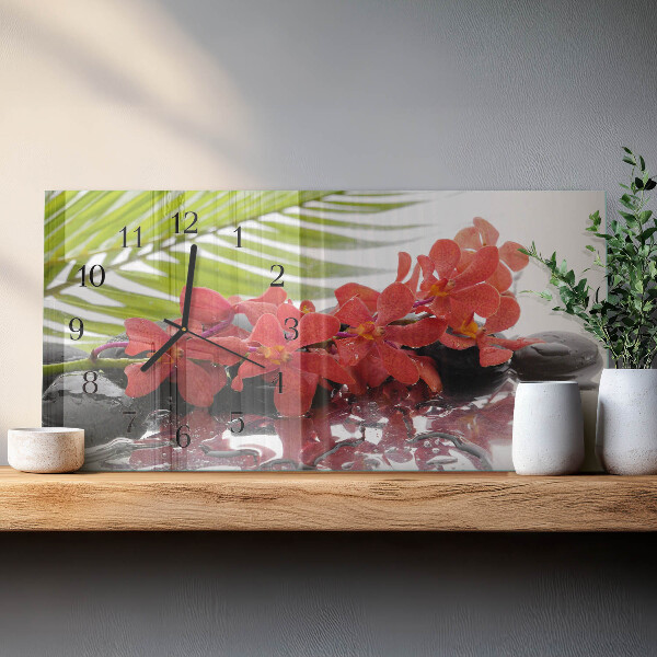 Horizontale Uhr Blumen und Steine