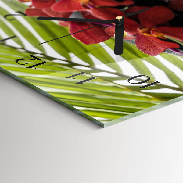 Horizontale Uhr Blumen und Steine